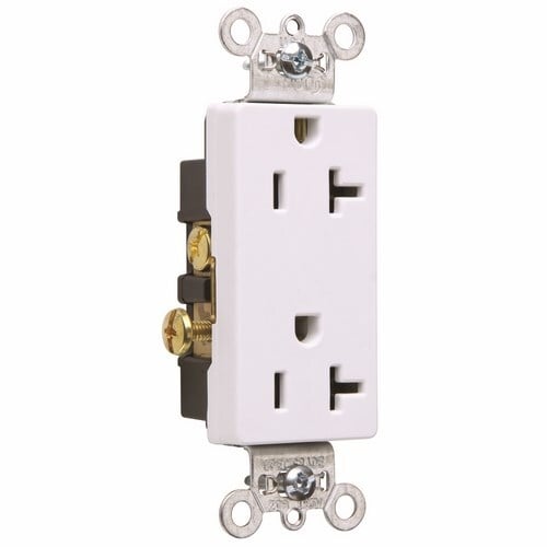 Heavy-Duty Decorator Spec Grade Duplex Receptacle Side Wire 20amp 125volt White