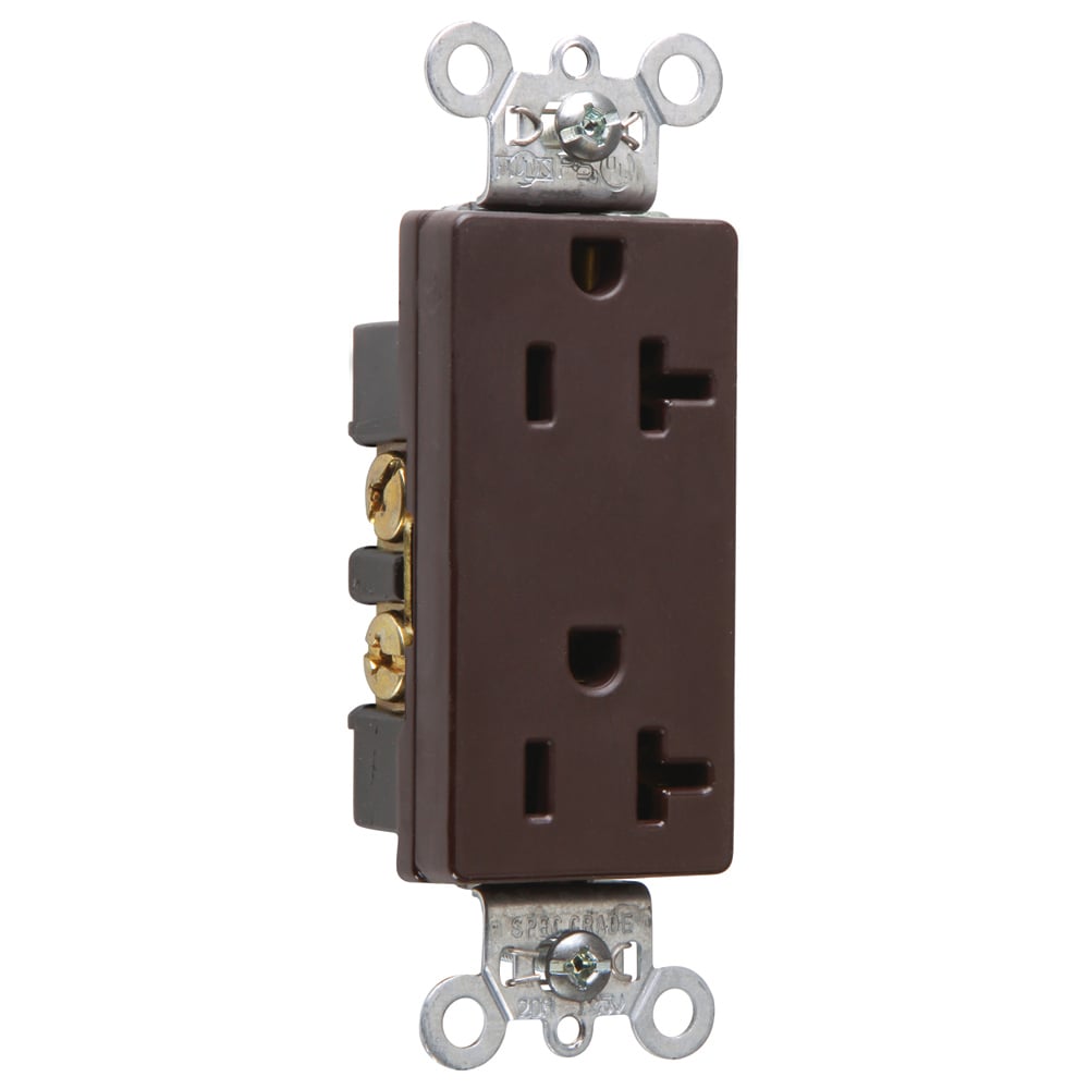 Heavy-Duty Decorator Spec Grade Duplex Receptacle Back and, Side Wire 20amp 125volt Brown