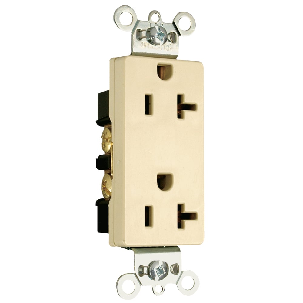 Heavy-Duty Decorator Spec Grade Duplex Receptacle Back and, Side Wire 20amp 125volt Ivory