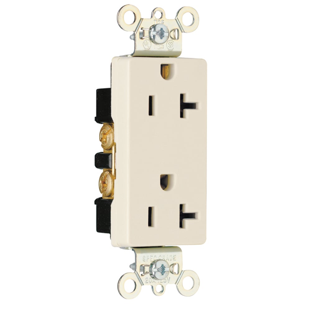 Heavy-Duty Decorator Spec Grade Duplex Receptacle Back and, Side Wire 20amp 125volt Light Almond