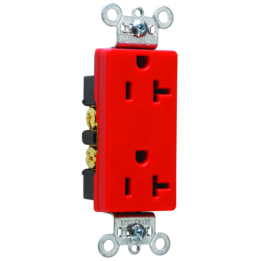 Heavy-Duty Decorator Spec Grade Duplex Receptacle Back and, Side Wire 20amp 125volt Red
