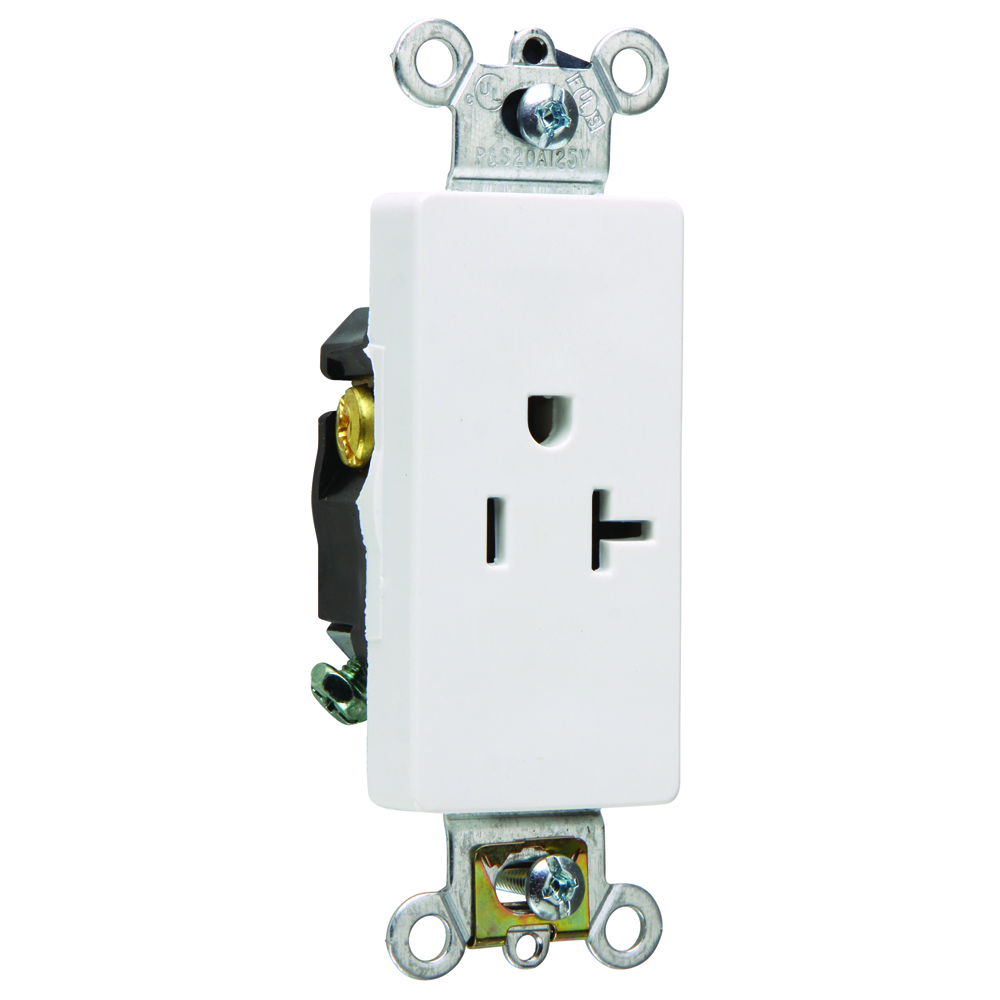 Heavy-Duty Decorator Spec Grade Single Receptacle Back and, Side Wire 20amp 125volt White