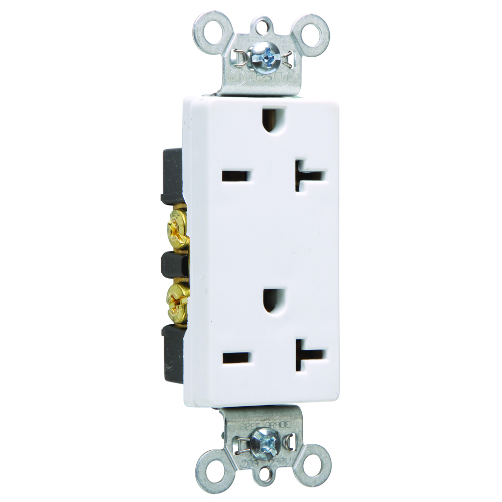 Heavy-Duty Decorator Spec Grade Duplex Receptacle Back and, Side Wire 20amp 250volt White