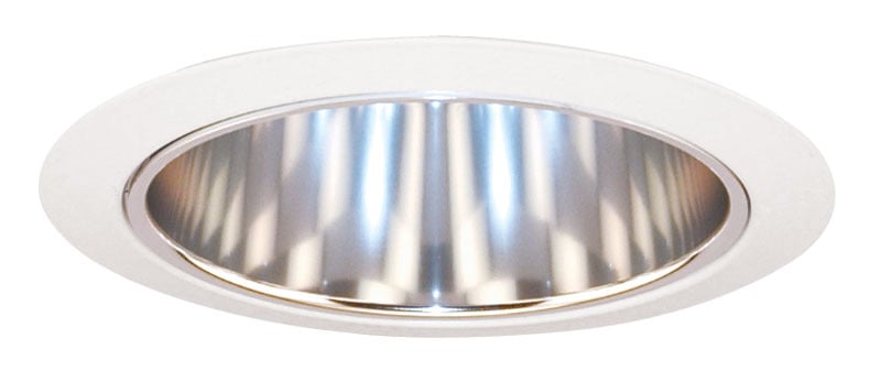 6" Downlight Tapered Downlight Cone Trim, Clear Alzak, White Trim Ring
