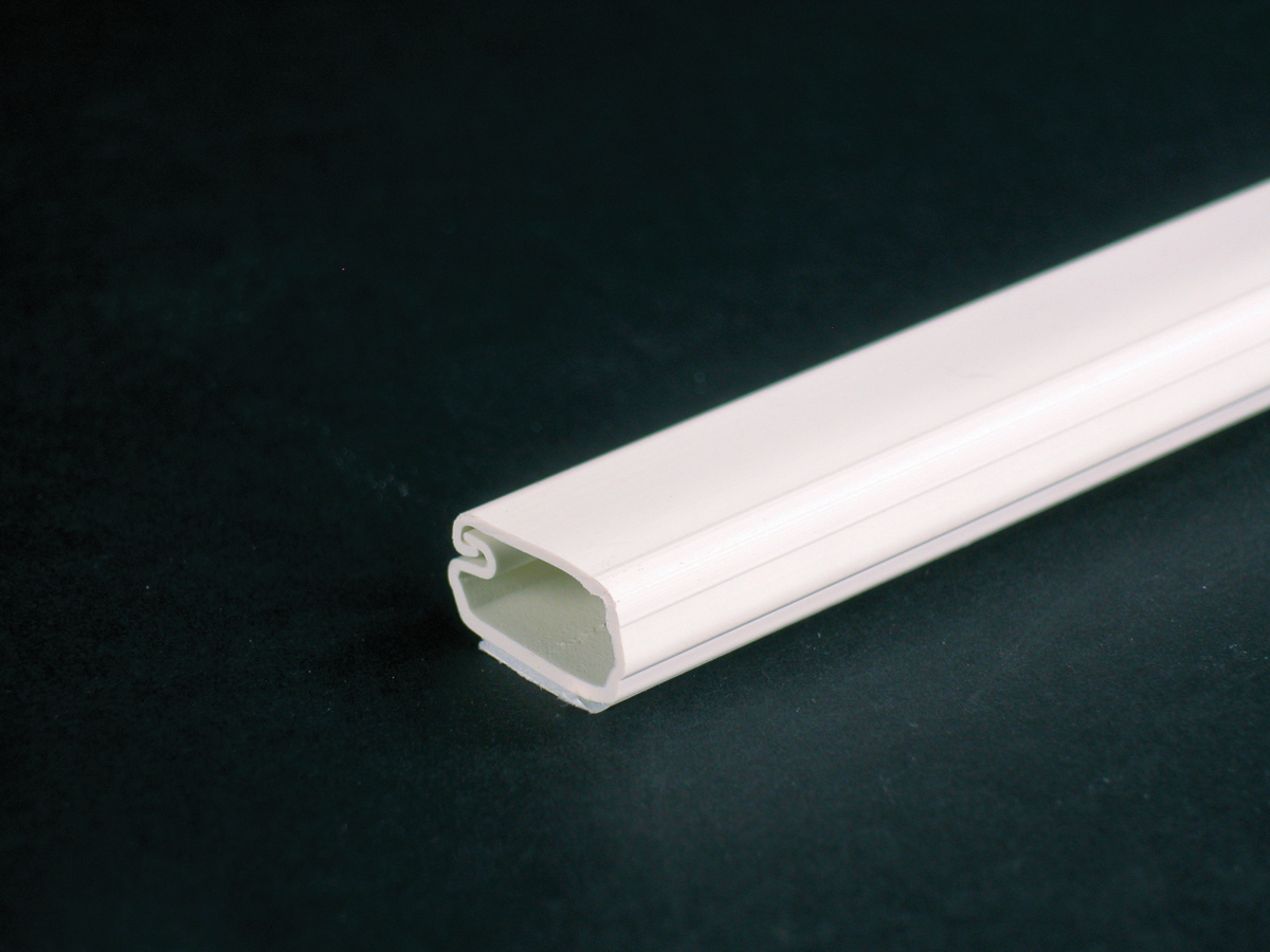 Uniduct; Single Channel Low-Voltage Latching Raceway; 8 ft Length x 3/8 Inch Width x 3/4 Inch Height, Plastic, Smooth, White
