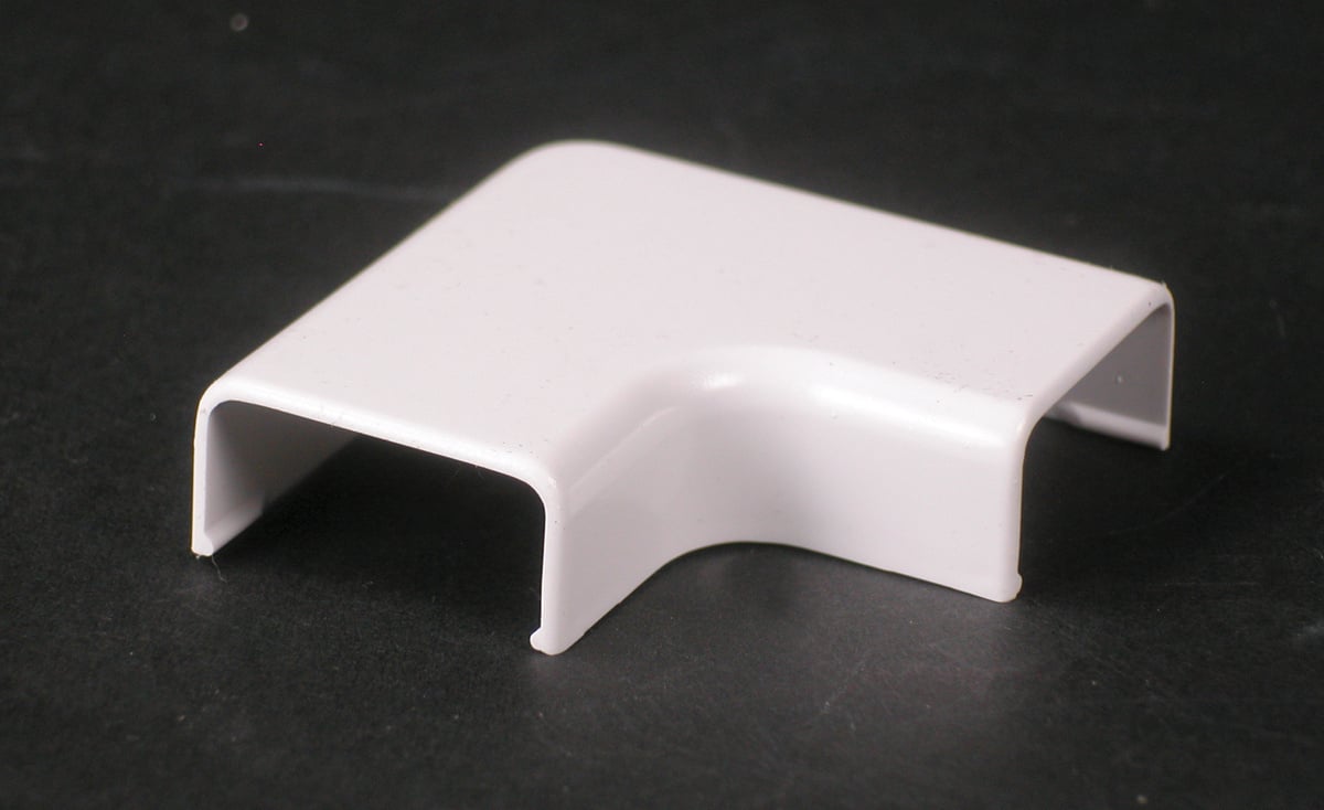 90 deg Non Metallic Flat Elbow Fitting; 2 Inch Length x 1 Inch Width Ivory, PVC