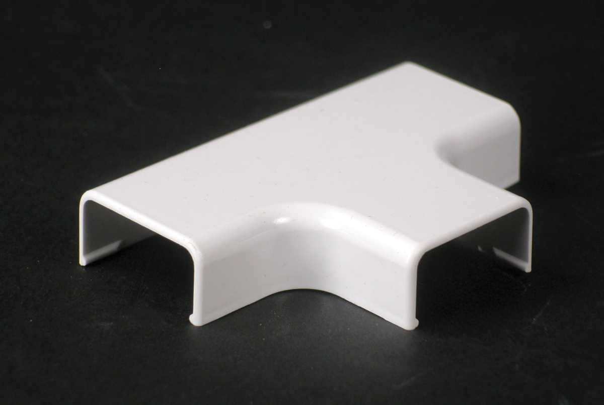 Single-Channel Non Metallic Tee Fitting; 2-7/8 Inch Length x 1 Inch Width Ivory, PVC