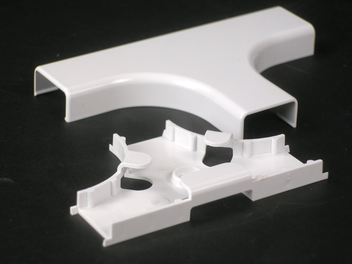 Non-Metallic Radiused Tee Fitting; 5 Inch Length x 1-15/16 Inch Width, PVC, White