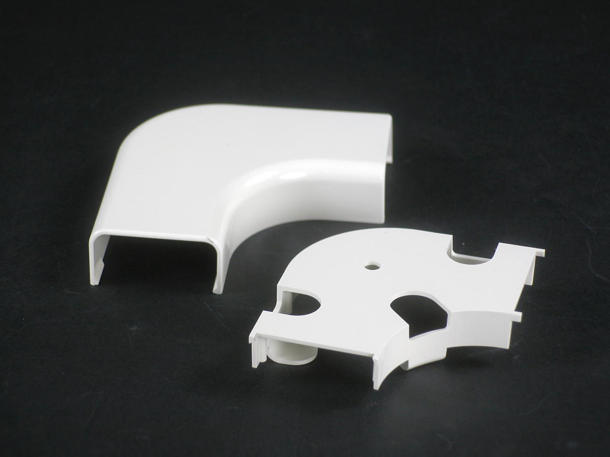 Single-Channel Uniduct 2900 Series Radiused Flat Elbow Fitting; 3-1/2 Inch Length White, Nonmetallic