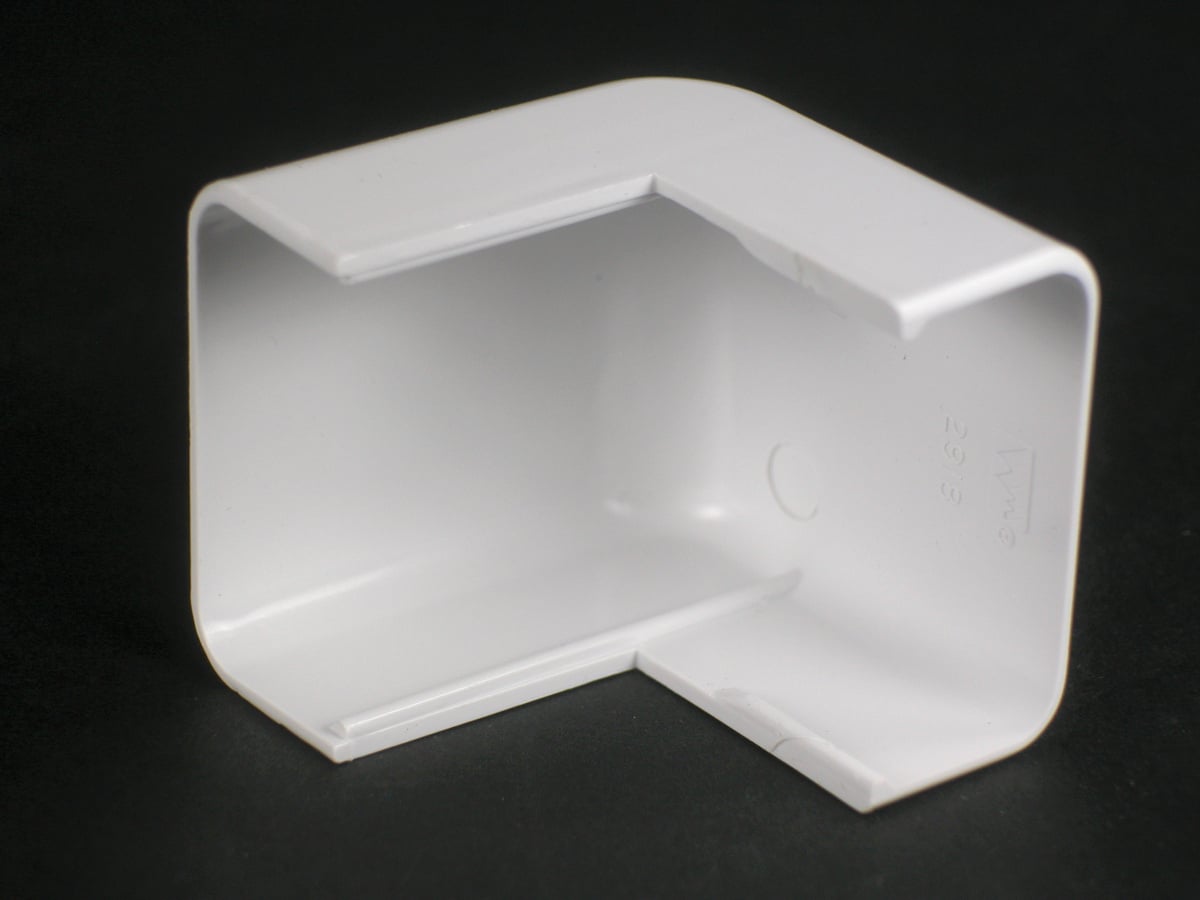 Single-Channel Non Metallic External Elbow Fitting; 1-7/8 Inch Length x 1-1/2 Inch Width Ivory, PVC