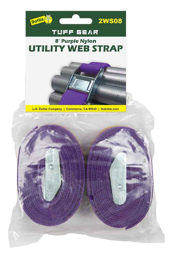 Web Strap, 8 ft. length, Nylon material, Purple, 2 piece