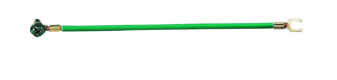 Grounding Tail, Connection: #10 Fork And #10 Ring And Ground Screw, Wire Size: 14 AWG, Green, Wire Type: Stranded, 7-3/4 IN Length, Package: 25/Bag, C/US UL Listed, Ensures Compliance With NEC Standards, RoHS Compliant, For Device Grounding Applications
