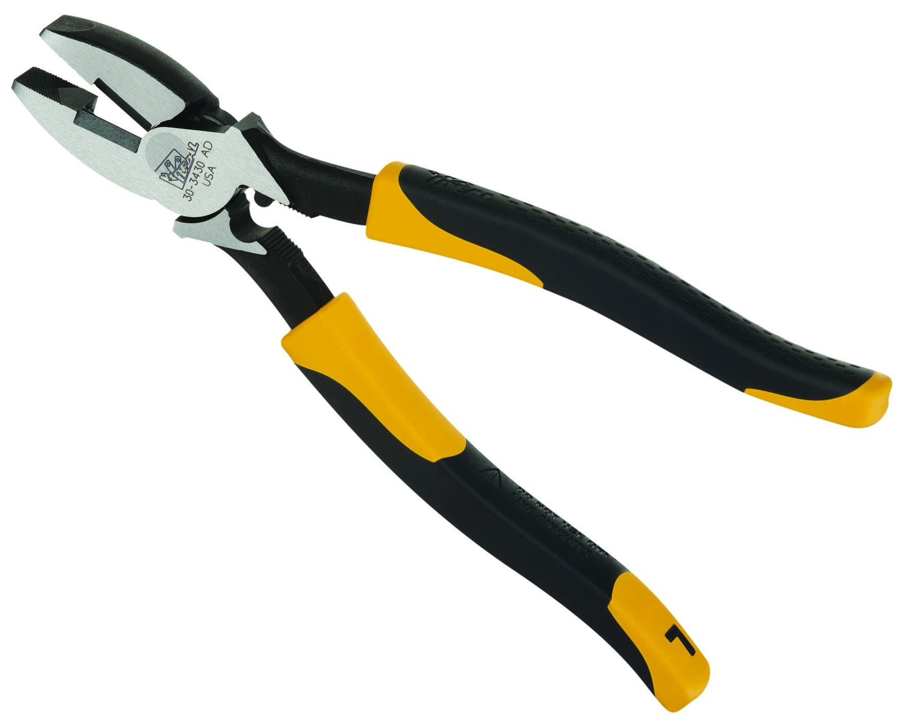 LASERedge Smart-Grip High-Leverage Side-Cutting Pliers With Crimping Die, Overall Length: 9-1/4 IN, Vinyl-Coated, Comfort-Grip Handle, Drop-Forged, High-Carbon Steel, Side Cutter Plier, New England Nose, Cutting Edge: Serrated, For Cutting Hardened Wire, Bolts And ACSR, Crimps Bare And Insulated Terminals