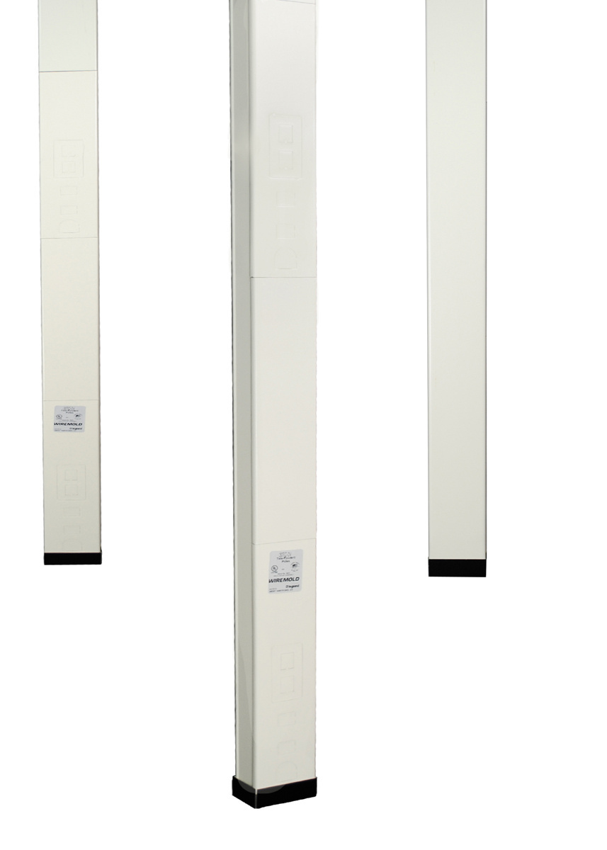 Single-compartment pole. Nominal material thickness .040" (1.0mm). Furnished unwired without outlets. Mounting hardware, entrance end fitting and ceiling trim plates furnished. Length: 12'5" (3.8m).