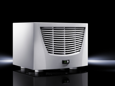 Air/water heat exchangers, Roof-mounted, Water-carrying parts, copper/brass (Cu/CuZn), color: RAL 7035, supply includes: Fully wired ready for connection (plug-in terminal strip), Drilling template, Sealing mat, Assembly parts