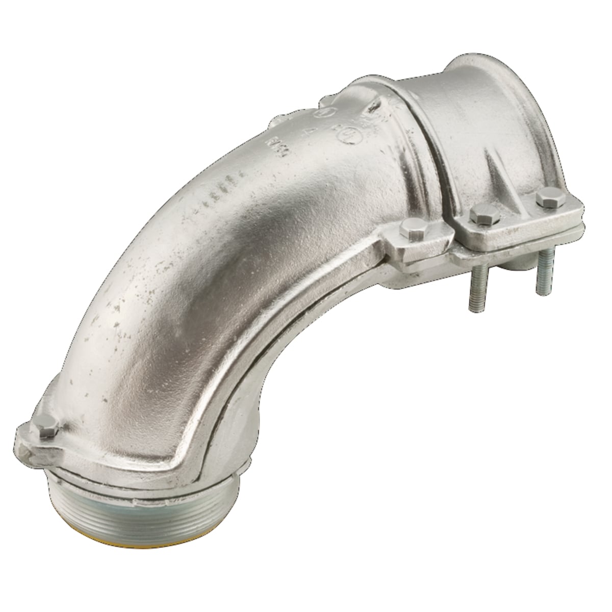 90 Degrees Squeeze Insulated Connectors Malleable Iron, 4 In. Trade Size