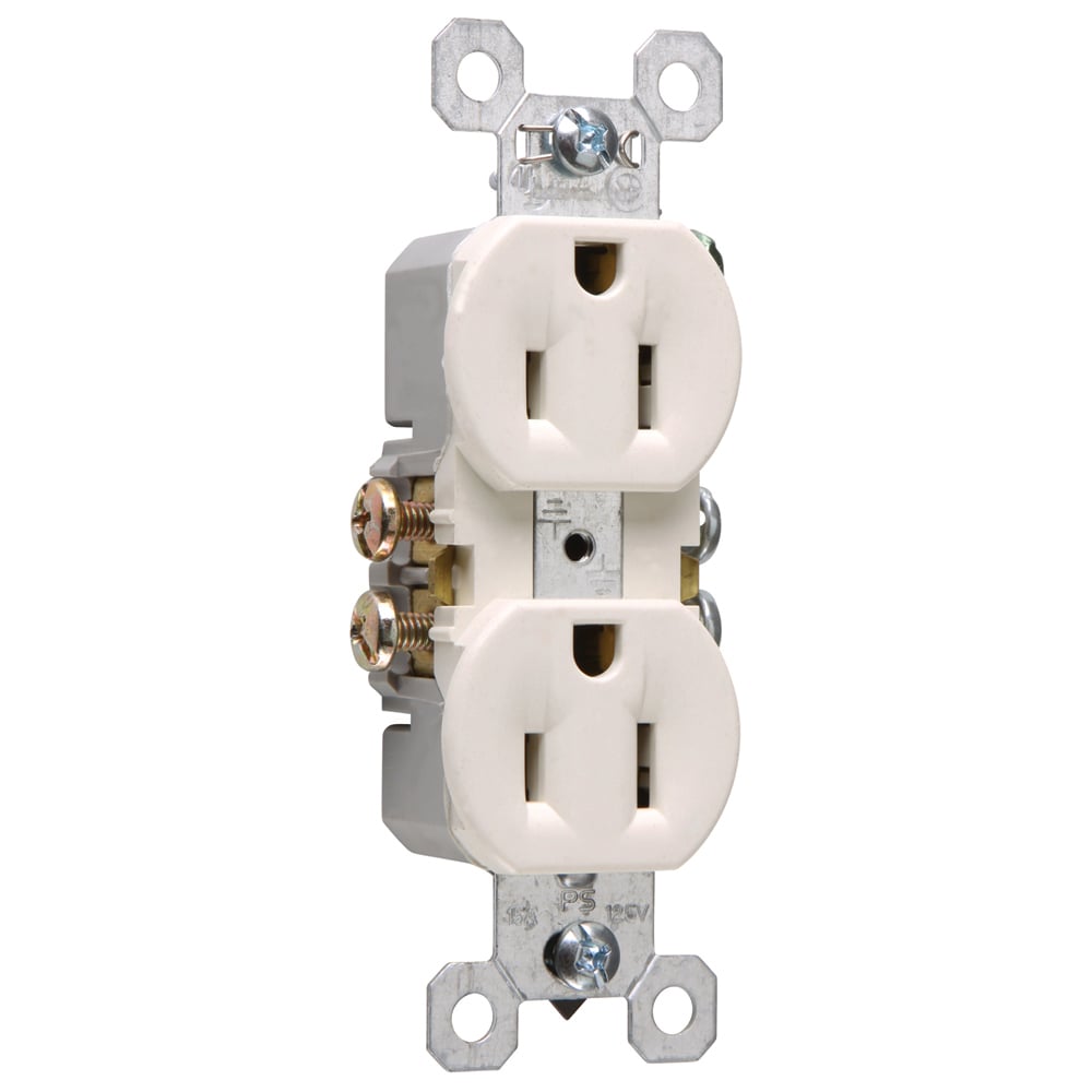Duplex Self Grounding Receptacle. 15 amp, 125 volt. Light Almond.