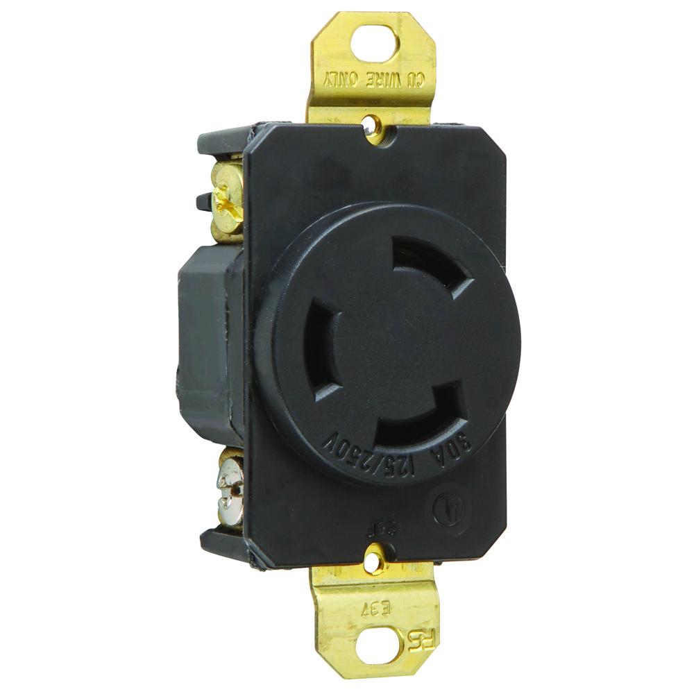 30amp 125/250volt, Receptacle Single, Turnlok