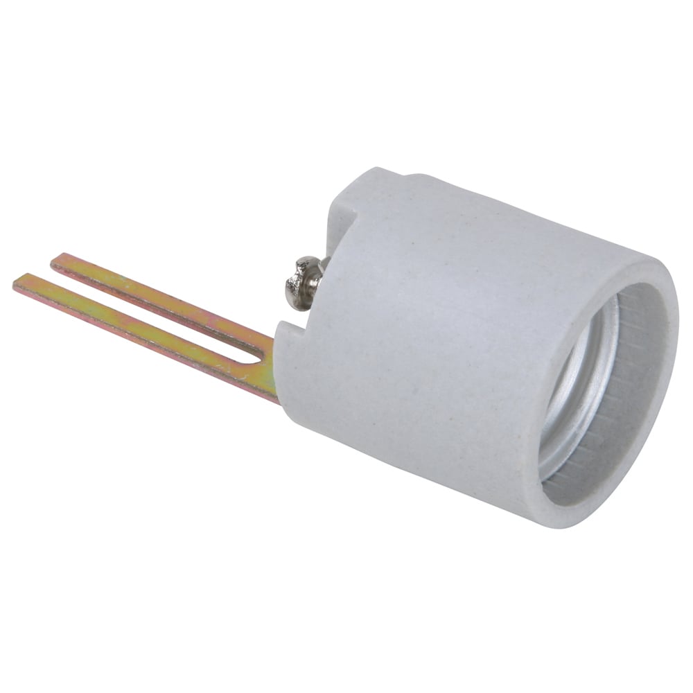 Medium base, porcelain, keyless, screw terminals, short base. White.