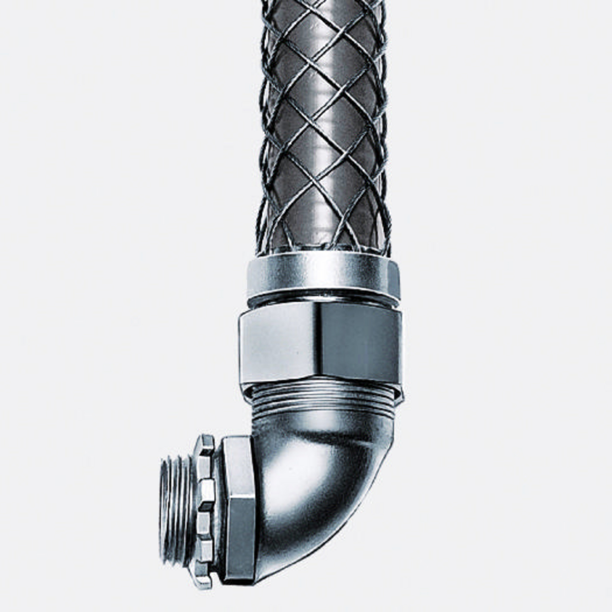 Kellems Wire Management, Liquidtight Connector, 90 Degree Male, 1/2", With Mesh