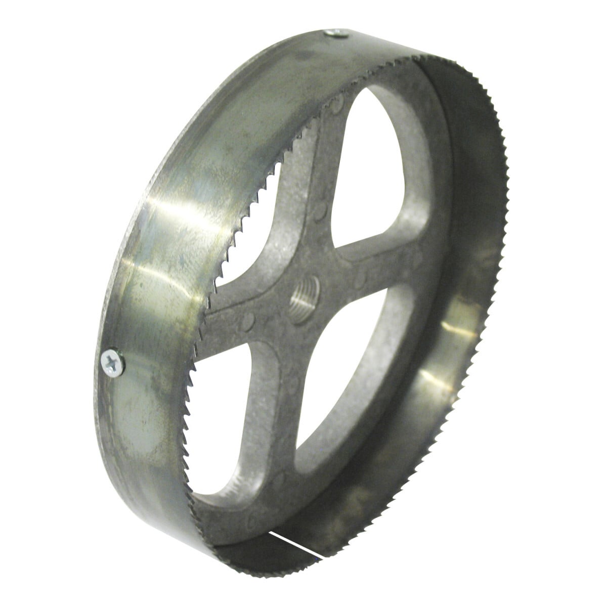Recessed Light Hole Saw Steel Toothed 6-3/8" (162mm).  Industry's only interchangeable replacement bladeS.  Strong durable back plate.  Available in two styles - steel tooth and carbide grit.  Made and designed in USA by Greenlee.  Use with a power drill to cut large diameter holes for recessed lighting fixtures.  Saws use Greenlee arbor 37156, purchased separately.