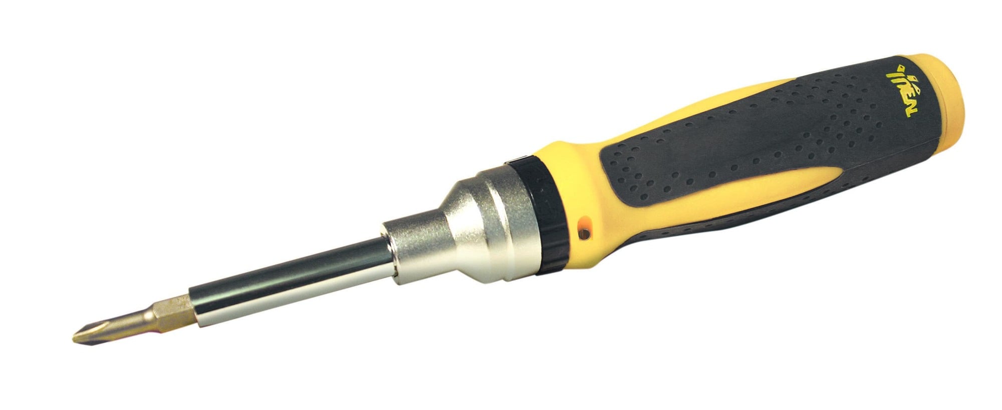 Ratch-a-Nut 9-In-1 Screwdriver, Textured, Ergonomic, Slip Resistant Comfort-Grip Handle, Santoprene Handle, Chrome Vanadium Blade, Includes: 1/4 IN And 3/16 IN Slotted, #1 And #2 Phillips, 1/4 IN, 5/16 IN, 7/16 IN Nutdrivers, Ratcheting Screwdriver End, Ratcheting Wire Connector Wrench