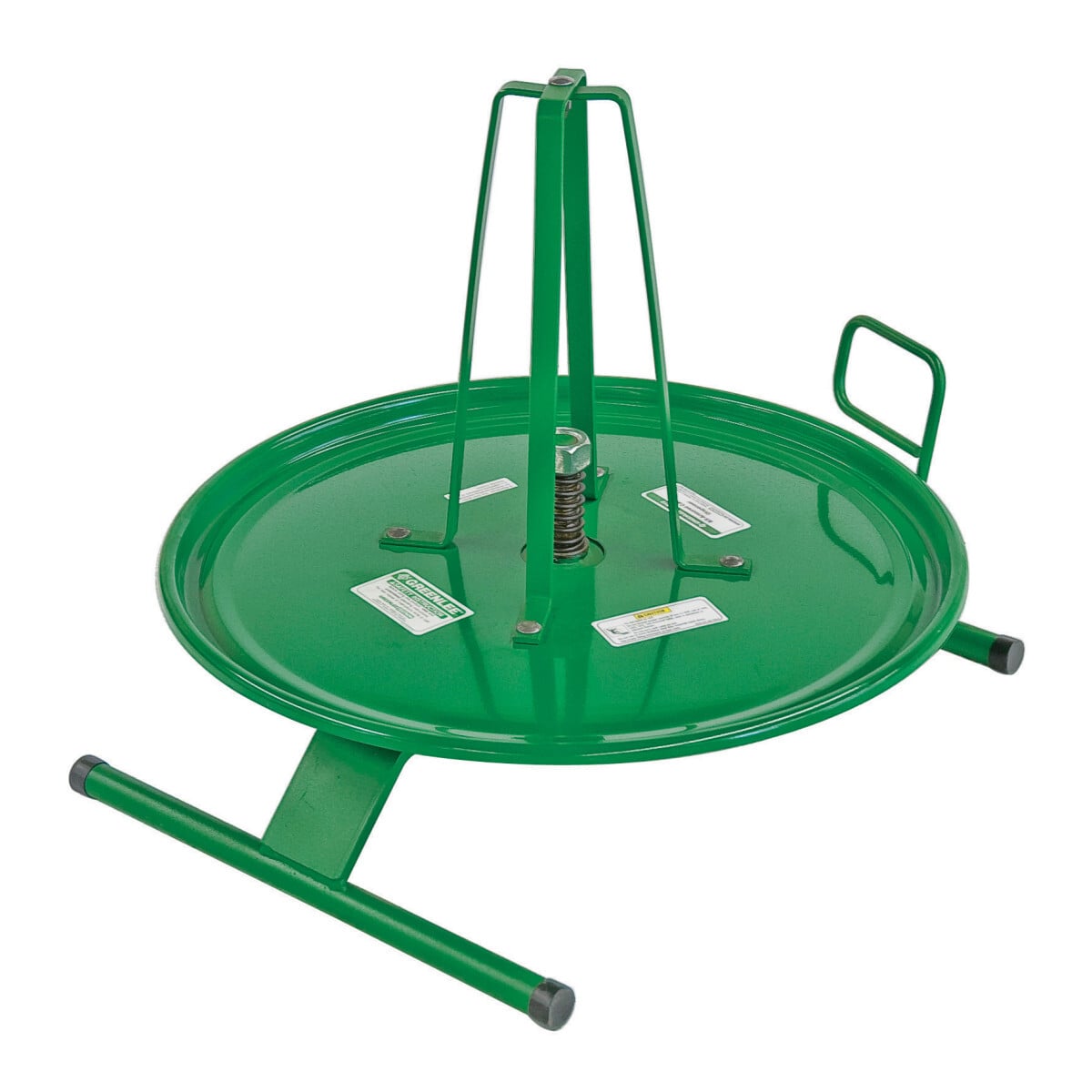 Dispense armored cable, flexible conduit, Greenfield or NM-B cable fast and easy without twists or tangles.     Base with adjustable tension control rotates to dispensethe cable without overpulling.     Large pulling eye rotates freely and can be used as a carrying handle when the dispenser is empty.