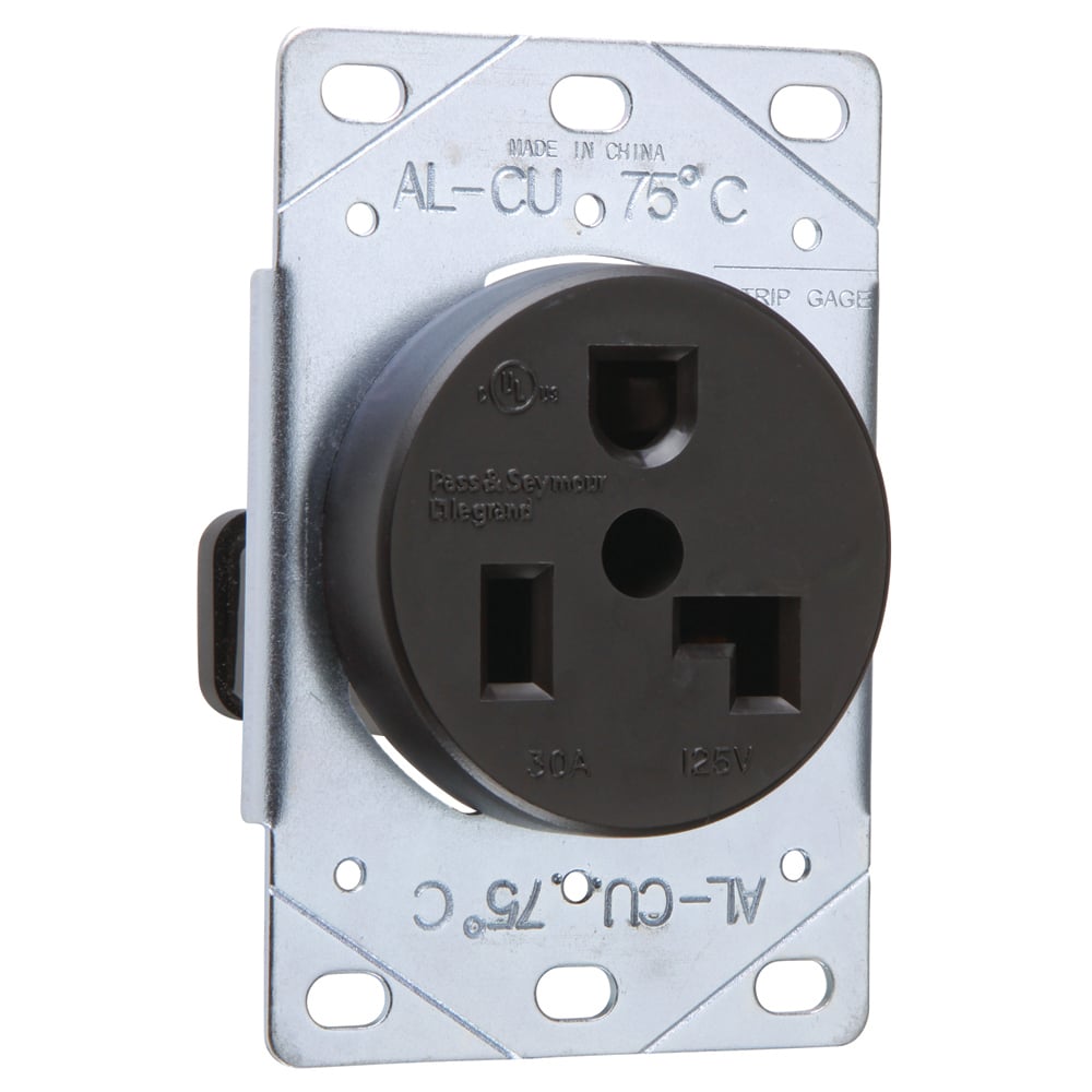 3802 Straight Blade Receptacle 2-Pole 3-Wire 30A 125A