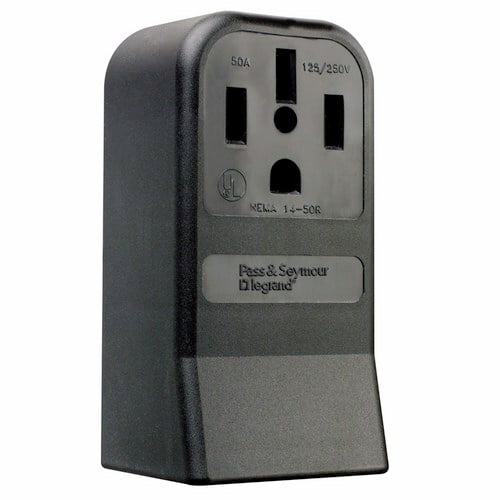 Straight Blade Power Outlet Surface Receptacle, Range50amp 125/250v