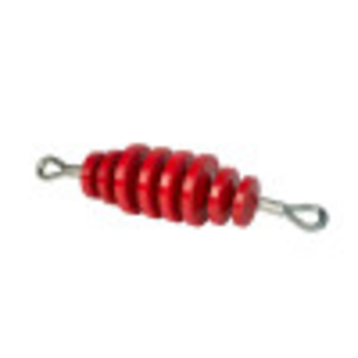 Flexible Mandrel 3" (76.2 mm) maximum rated capacity 2330 pounds (10.3 KN).  Useful for cleaning out mud, dirt, and light obstacles from ducts before installation of cable.  Can be used around tight bends due to convex contacts between disks.  Tapered profile allows pulling in either direction.  Pulling eyes on both ends.  Polyurethane disks do not damage inner walls of duct.