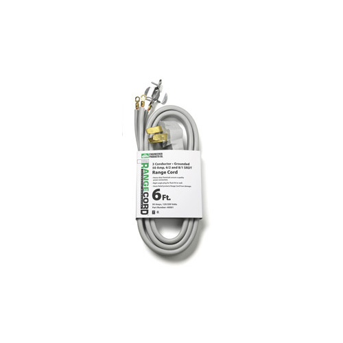 EPCO, Range Cord, SRDT, Number Of Conductors: 3, Conductor Size: 6/2,8/1 AWG, Amperage Rating: 50 AMP, Plug Type: Right Angle, Number Of Outlets: 1, Color: Gray, Length: 6 FT