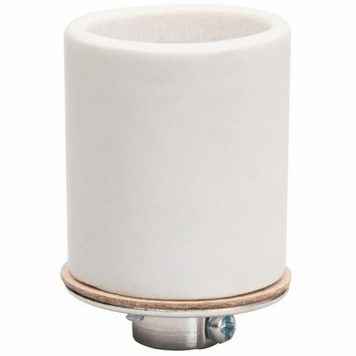 Medium base, porcelain, keyless, single circuit with screw terminals, aluminum screw shell with set. White.