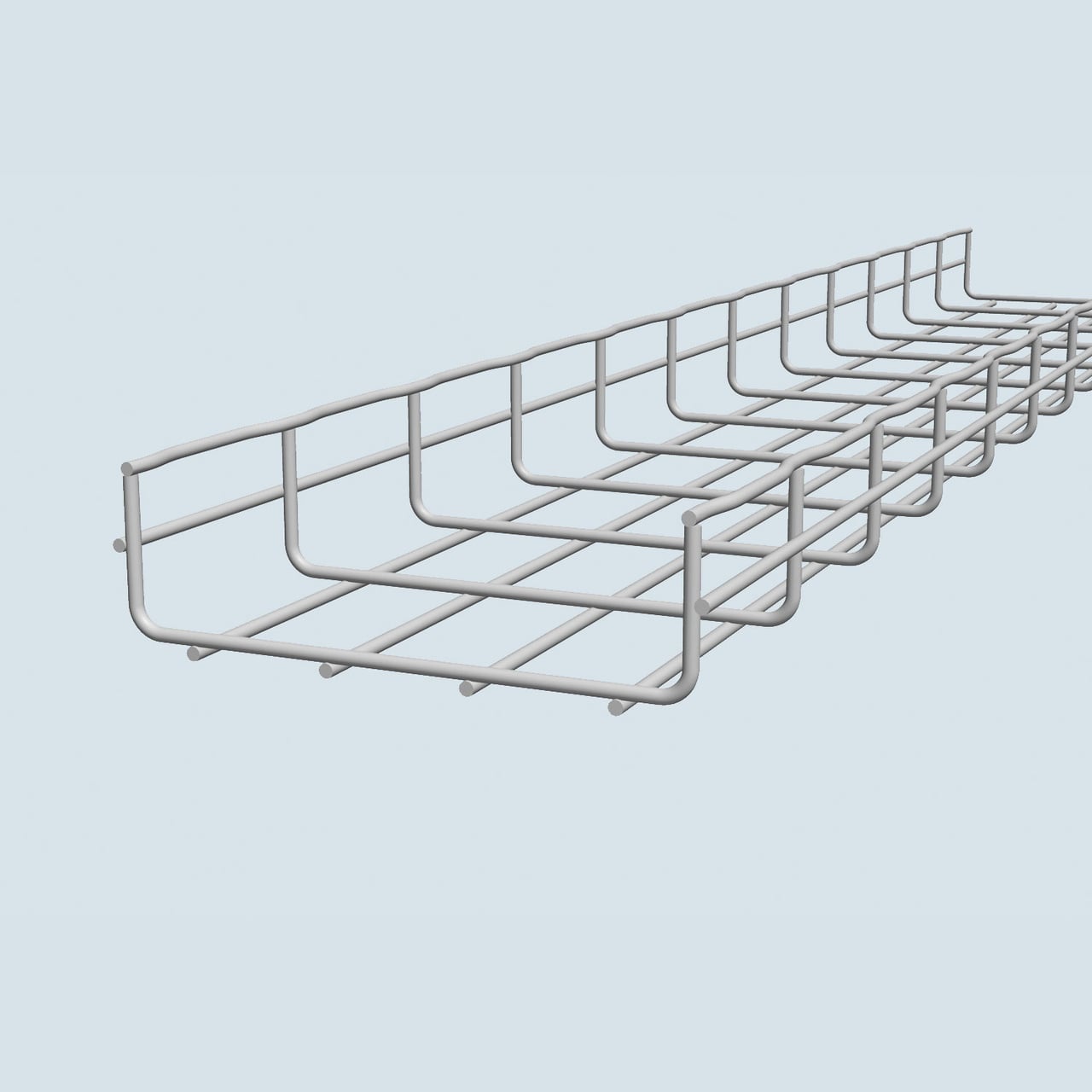 2 inch x 12 inch x 10 foot section of wiremesh cable tray constructed of precision engineered high quality  welded steel wire and can be adapted to fit any installation on-site  Electro-Zinc finish is perfect for indoor applications