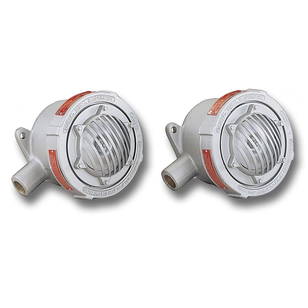 Explosion-Proof Vibrating Horn, 24VDC - Corrosion-resistant cast aluminum housing. Produces 100 dBa at 10 feet (110 dBa at 1 meter). 3/4" pipe or surface mount. CSA Certified. UL and cUL Listed for Class I, Division 1, Groups C and D & Class II, Division 1, Groups E, F and G & Class III.