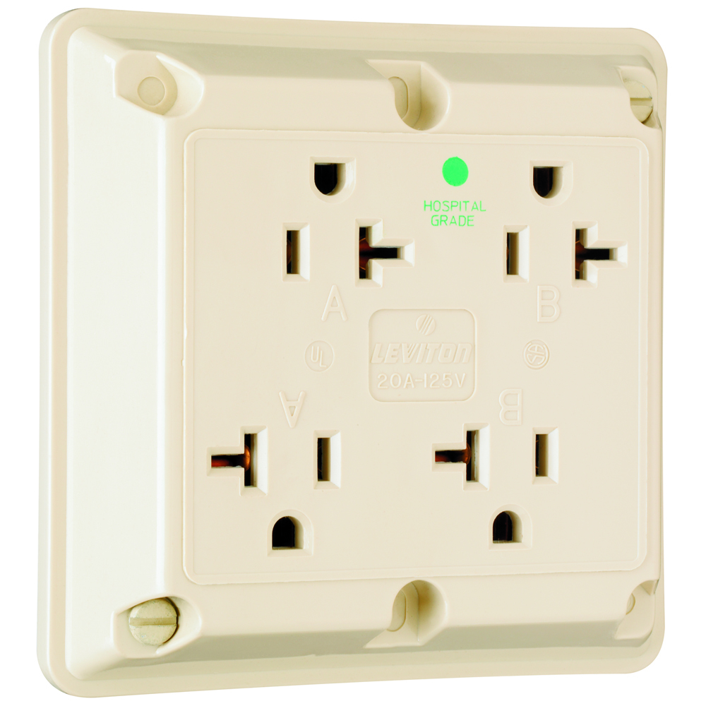 Hospital Grade Quad Receptacle 20amp 125volt Ivory