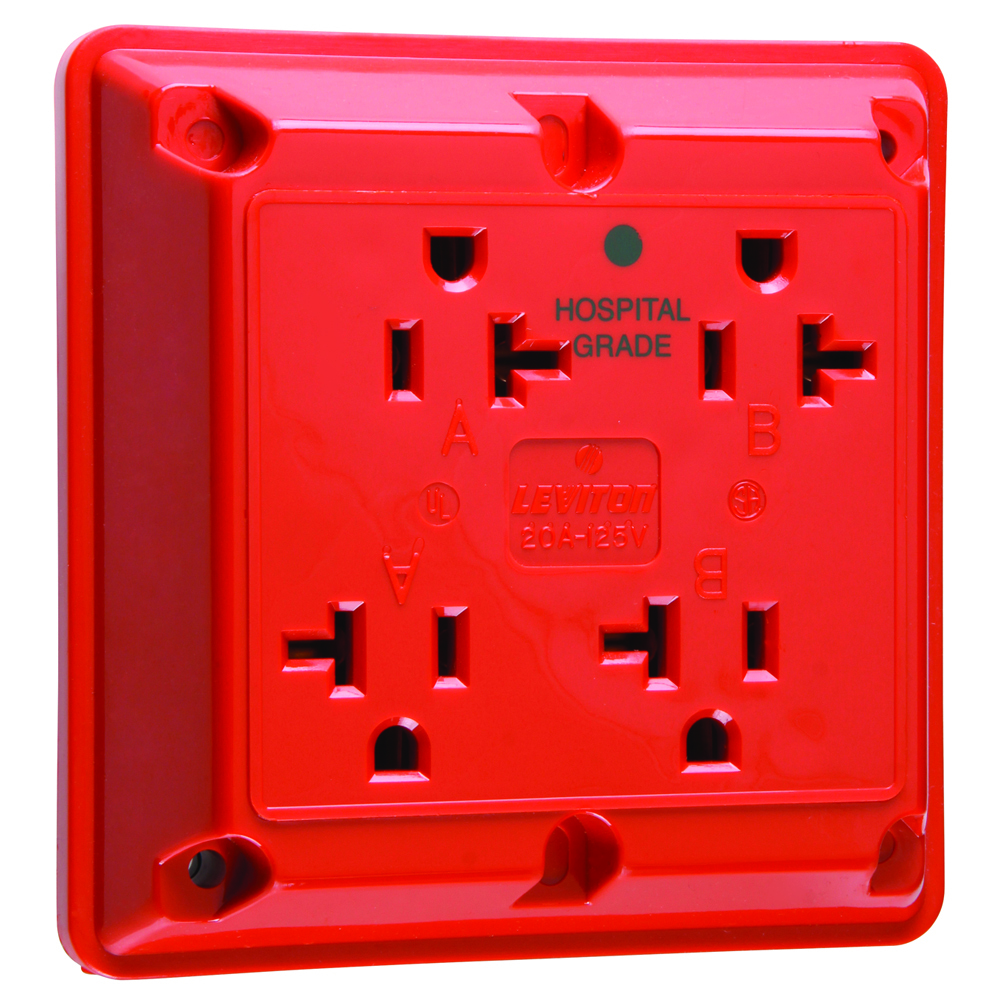 Hospital Grade Quad Receptacle 20amp 125volt Red
