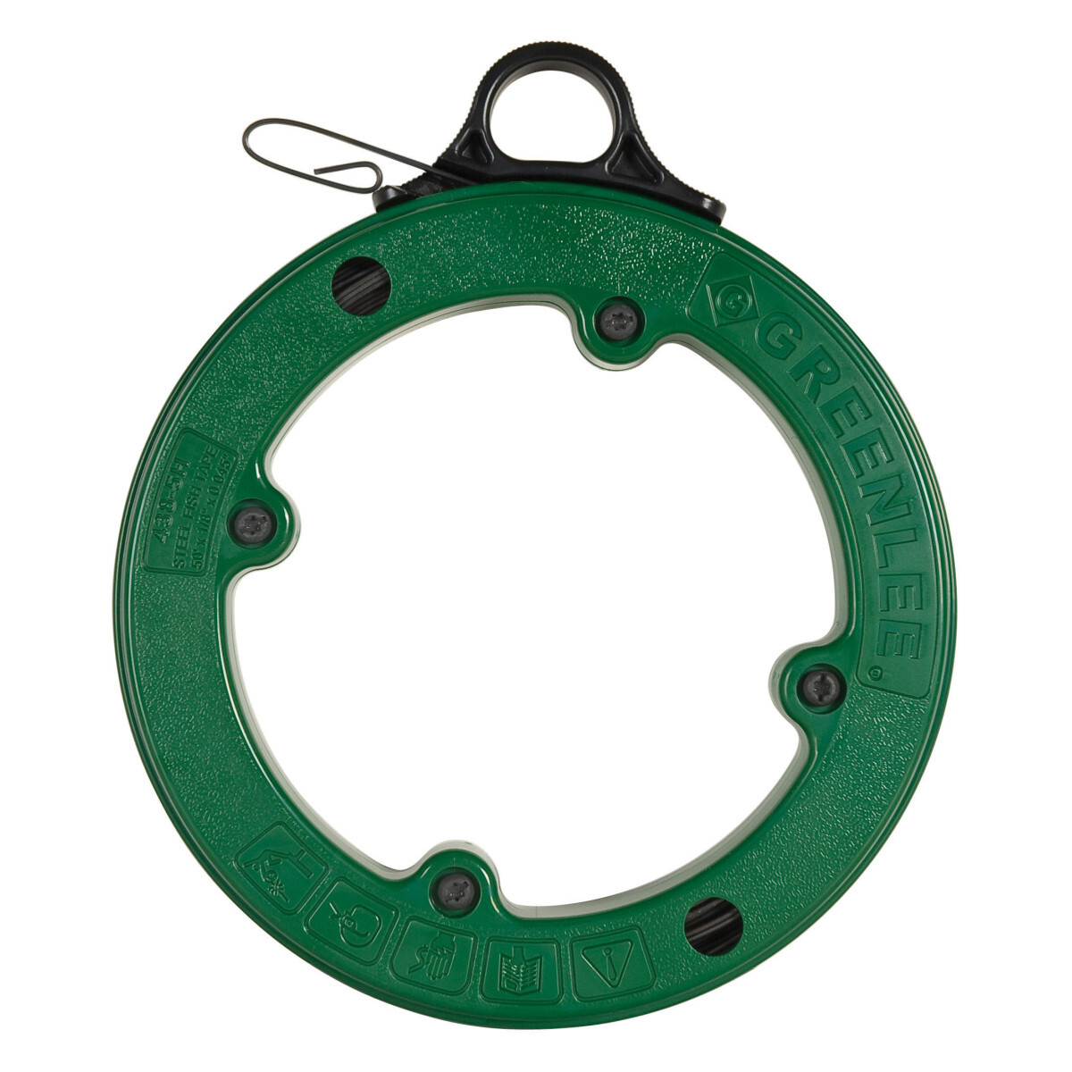 MagnumPRO Oil-Tempered Spring Steel Replacement Fish Tape 50'  x 1/8" (15.m x 3.2mm) in Case (5 Pack).  Rugged case design improves drop impact capability.  Oil-tempered spring steel for excellent fishing performance.  Advanced comfort handle grip reduces fatigue.  Superior rapid tape pay-out and rewind.   Improved low profile tip for easy fishing through all sizes of conduit.  Viewing port gives visibility to remaining tape and ability to remove job site debris quickly.