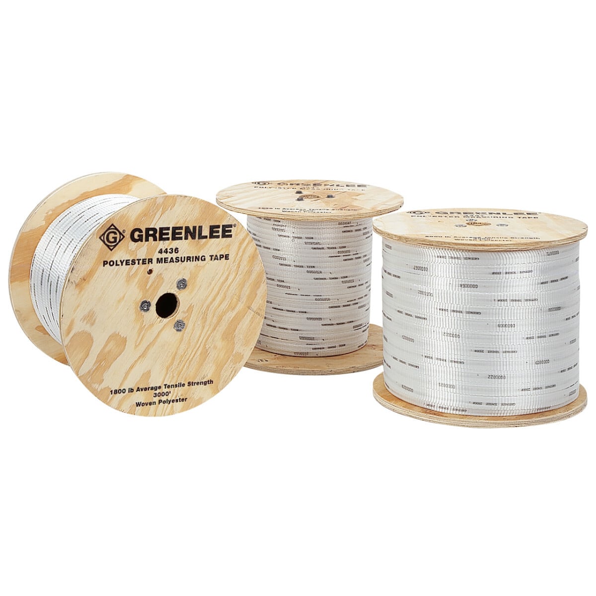 High Strength Polyester Measuring/Pulling Tape 3,000' Length with 1250 Pound Average Breaking Strength.  Durable and stretch-resistant tape for easily pulling and installing wire and fiber optic cables within PVC and HDPE ducts.  Factory-lubricated to reduce burn-through in innerduct.  Easy-to-read footage markings for quick and accurate measurements.  Available in various tensile strengths for use in any application.