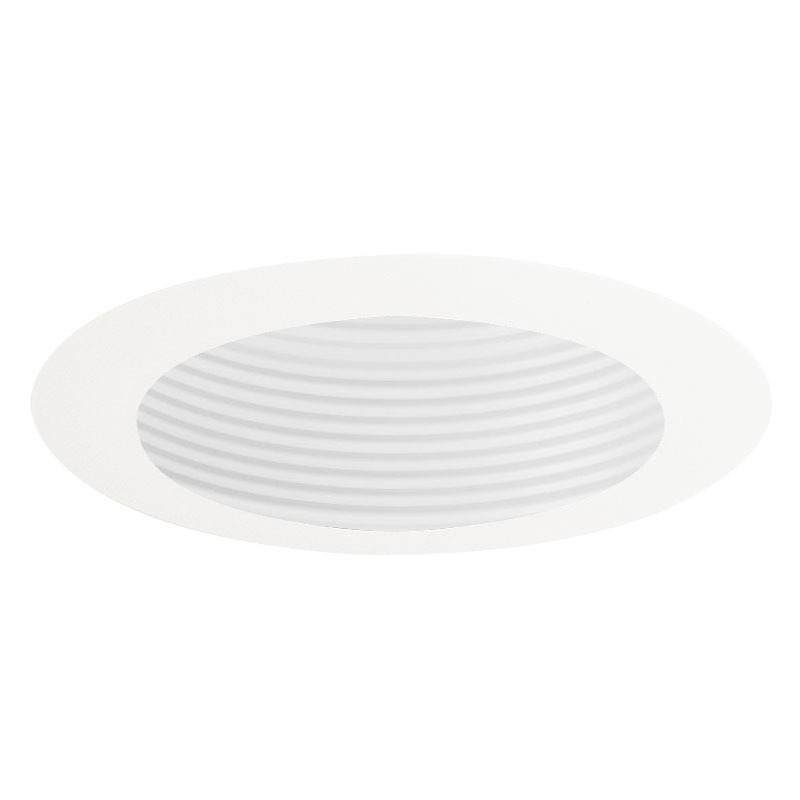 The 4-inch adjustable white baffle trim is available with a trim ring in white.