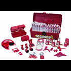 IDEAL, Lockout Or Tagout Kit, Industrial, Material: Polypropylene, Number Of Pieces: 35, Includes: (3) 44-810 Hinged Single-Pole Breaker Lockouts, (2) 44-809 Universal 277V Breaker Lockouts/Single Pole, (1) 44-807 480/600V Breaker Lockout, (1) 44-789 Wall Switch Lockout, (1) 44-818 110V Small Plug Lockout, (1) 44-820 Ball Valve Lockout, (2) 44-800 1 in. Safety Lockout Hasps, (1) 44-791 Red Labeled Lockout, (1) 44-819 220/550V Plug Lockout, (10) Lockout Tags Do Not Operate (striped), (1) 44-815 Fuse Blockout, (1) 44-816 Fuse Blockout, (1) 44-824 Gate Valve Lockout, (1) 44-785 Cleat for 277V Breaker Lockout, (1) 44-786 Cleat for 480/600V Breaker Lockout, (4) 44-916 Red Lockout Padlocks, (2) 44-783 Universal Multi-Pole Breaker Lockouts, (1) IA-3241 Tool Box