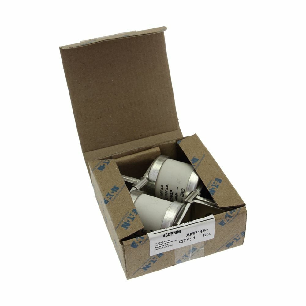 Eaton Bussmann series high speed British standard fuse, Double barrel, 450A, 690 VAC/450 VDC (IEC), Class aR, Breaking capacity 200 kA RMS Sym., 40 kA DC at 450 VDC