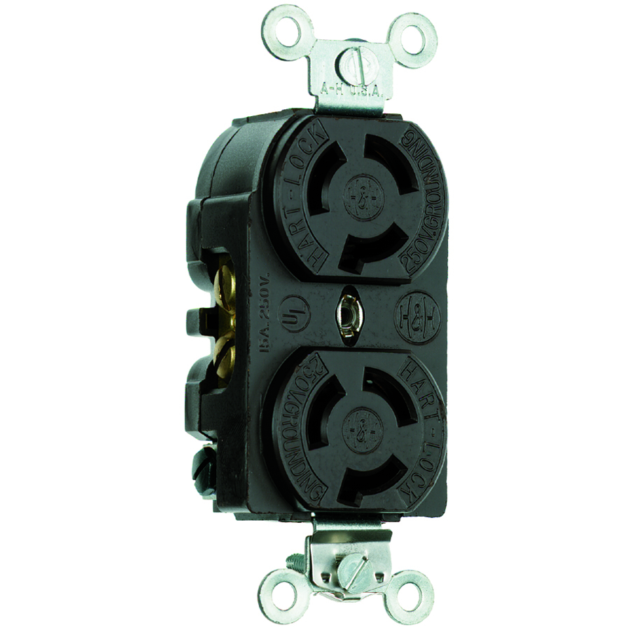 Receptacle Duplex 15amp 250volt Turnlok - not designed for split circuits