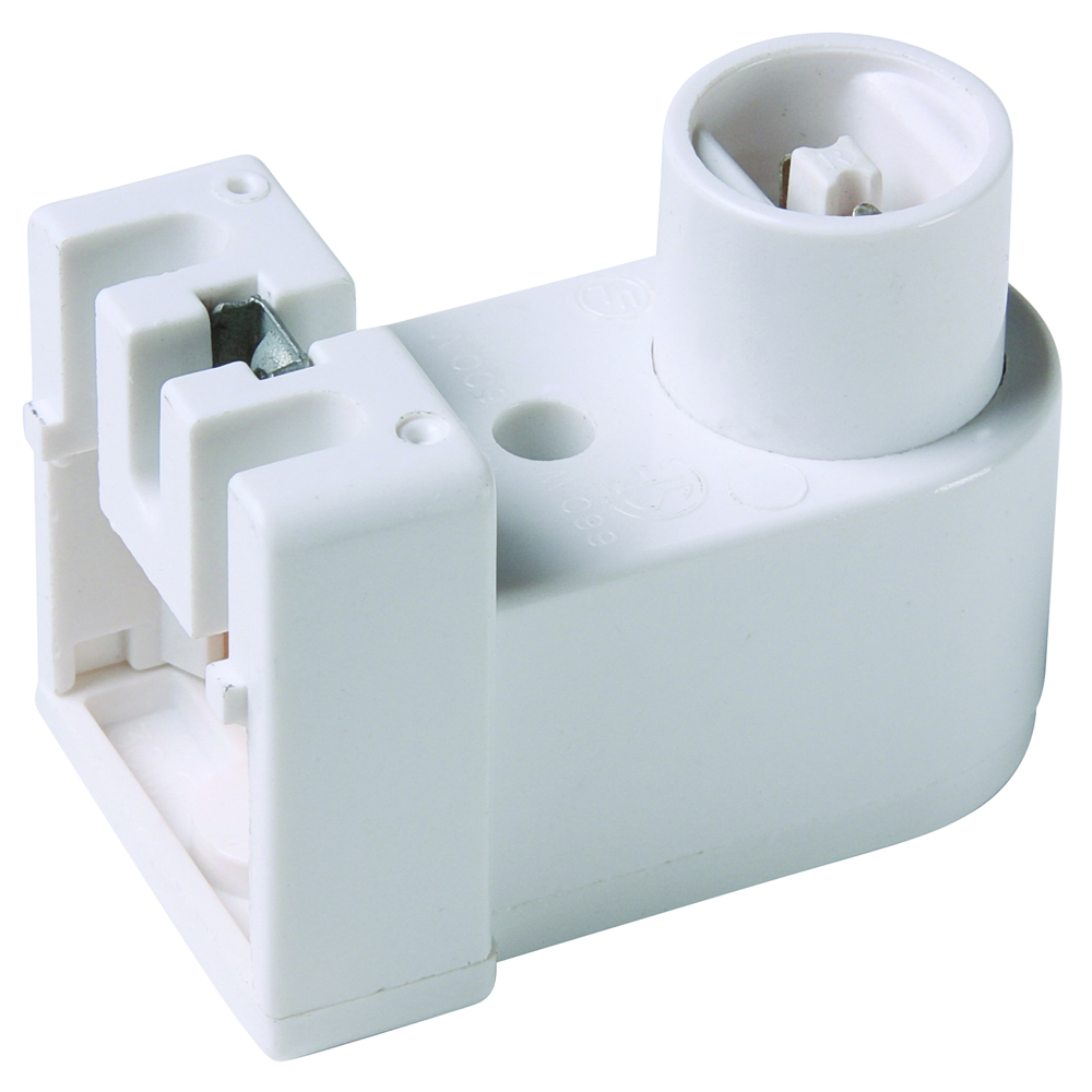 Pedestal type, recessed, contact, plunger, with floor terminal screw cover. (for 800 and 1500 MA t-12 lamps) White.