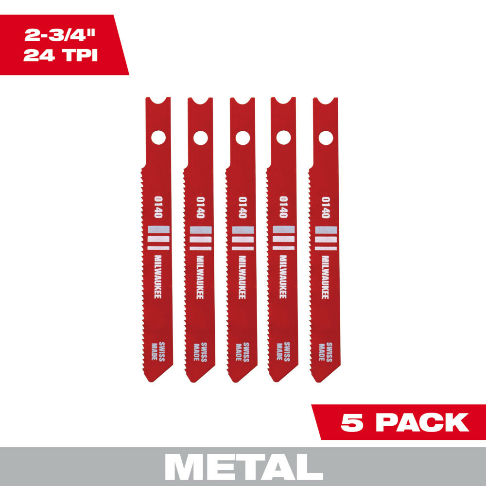 2-3/4" 24TPI U-Shank Metal High Speed Steel Jig Saw Blades 5PK