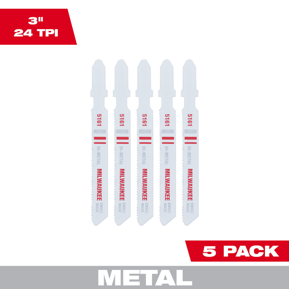 3" 24TPI T-Shank Metal Cutting Bi-Metal Jig Saw Blades 5PK