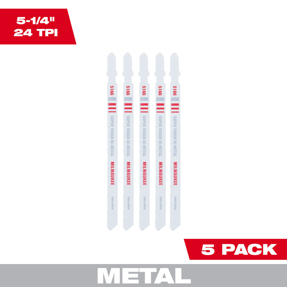 5-1/4" 24TPI T-Shank Metal Cutting Bi-Metal Jig Saw Blades 5PK