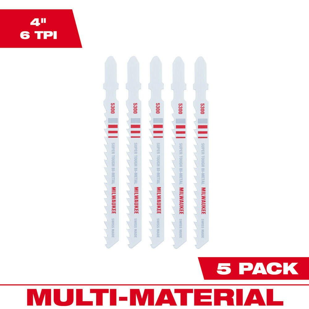 4" 6TPI T-Shank Multi Material Bi-Metal Jig Saw Blades 5PK
