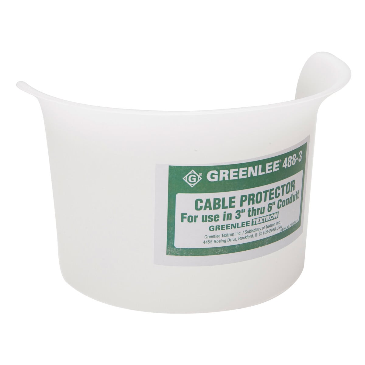 Fits in the end of conduit to shield the cable from sharp edges as it is being fed through.     Rugged nylon resists abrasion.