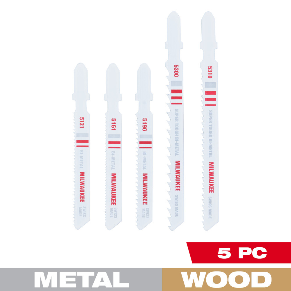 5Pc T-Shank Bi-Metal Jig Saw Blade Set