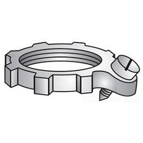 OZ-Gedney Threaded Bonding Wedge Locknut, Material of Construction: Malleable Iron, Finish: Zinc Plated, 1/4 IN Height, 1-11/16 IN Width, Size: 1 IN, UL 467, CSA C22.2, Applicable Standard: NEMA : FB-1, For Rigid And EMT Conduit